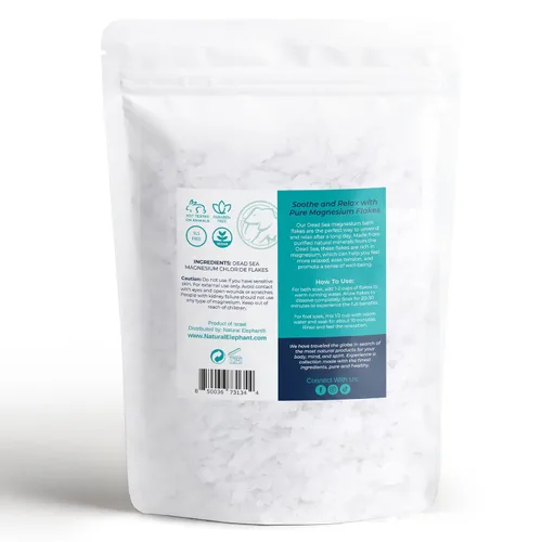 Miniatura 7 de Natural Elephant Copos de baño de magnesio del Mar Muerto 10 libras (paquete de 2 bolsas de 5 libras) Cloruro de magnesio puro para cuerpo y pie
