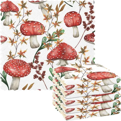Miniatura 11 de CaTaKu Paños de cocina de animales del bosque de acuarela, paquete de 6 trapos reutilizables para lavar, paños de limpieza de microfibra, paños