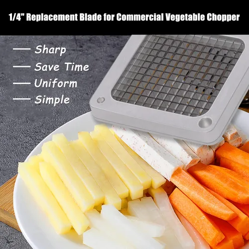 Miniatura 2 de Cuchilla de repuesto de 1/4 pulgadas con bloque de empujador, cuchilla cortadora comercial de papas fritas, picadora comercial de verduras