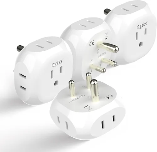 Miniatura 16 de Kit de adaptador de viaje mundial Ceptics 2 USB-A, USB-C, tomas de corriente EE. UU., entrega de potencia 20W/QC 18W, protección contra