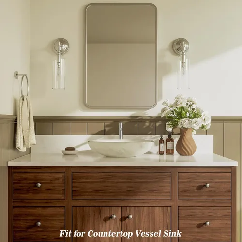 Miniatura 8 de Phiestina FH01-BN-V - Grifo de lavabo de baño de níquel cepillado de un solo agujero, grifo de baño moderno de una sola manija, con drenaje