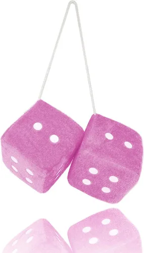 Miniatura 12 de Par de dados de felpa negros peludos de 2.75 pulgadas clásico vintage [dados nostálgicos de los años 80 para espejo de automóviles] para espejos