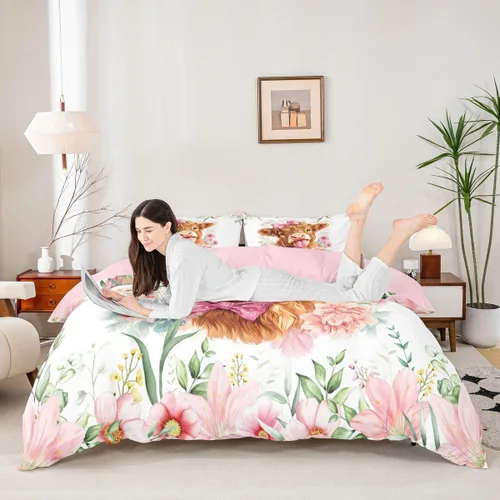Miniatura 8 de Castle Fairy Juego de funda de edredón con diseño floral de margaritas, tamaño individual, juego de ropa de cama de flores silvestres de dibujos