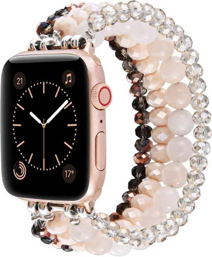 Miniatura 20 de CAGOS Pulsera de cuentas compatible con Apple Watch Series 11/10/9/8/7/6/5/4/3/2/1 SE de 1.496 in 1.575 in 1.614 in 1.654 in 1.732 in 1.772 in 1.811