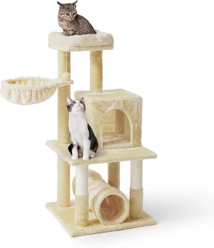 Miniatura 16 de BOWHAUS Árbol alto para gatos grandes o gatitos de interior, árbol de actividades para gatos de varios niveles con postes rascadores, hamaca
