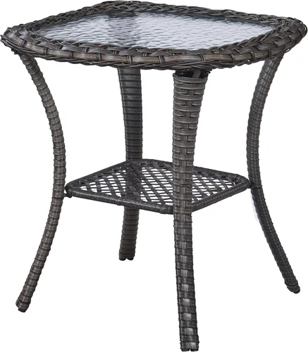 Miniatura 17 de Rilyson - Mesas de patio, mesa de café al aire libre - Mesas laterales de acero, mesa auxiliar para porche, terraza, balcón, jardín, mesa cuadrada