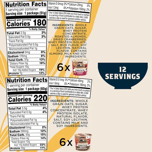 Miniatura 2 de Quaker Tazas de Avena Instantánea Express, 10g de Proteína, Paquete Variado de 2 Sabores, (Paquete de 12)