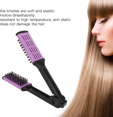 Miniatura 2 de Dioche Cepillo de pelo con abrazadera de cerdas, peine alisador de pelo, suave de doble cara con mango ergonómico para alisar y alisar el cabello