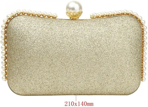 Miniatura 6 de YYW Bolso de mano de noche brillante con decoración de perlas para mujer, bolso de mano de lentejuelas para fiesta, bolso de hombro para boda