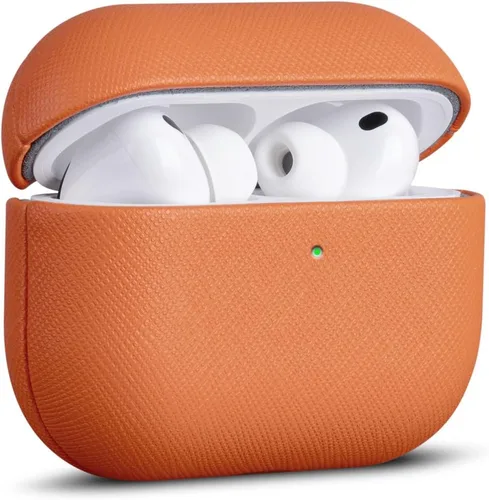 Miniatura 16 de Haobobro Funda de piel para AirPods Pro 3, piel seleccionada respetuosa con la piel, con textura de fibra de carbono, hecha a mano, funda rígida