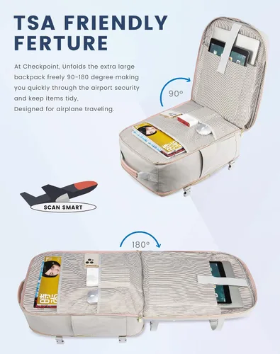 Miniatura 9 de LOVEVOOK Mochila de viaje de 40L aprobada para vuelo, 3 cubos de embalaje, bolsa de viaje impermeable para artículos personales, equipaje de mano