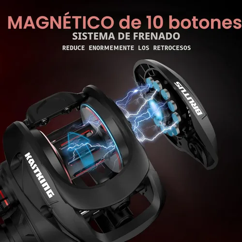 Miniatura 5 de KastKing Carrete de pesca Brutus Baitcasting, marco de grafito, relación de engranajes 7.2:1, rodamientos de bolas de acero inoxidable blindados