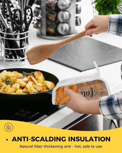 Miniatura 4 de Juego de 2 soportes para ollas de Acción de Gracias para cocina, platos de cacerola, almohadillas a prueba de calor con lazo para colgar