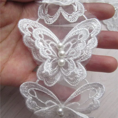 Miniatura 10 de Arco de mariposa soluble de 5 yardas de organza bordada de encaje para tejer, apliques de boda, cinta de retazos hechos a mano, suministros