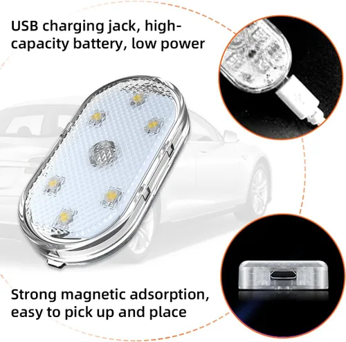 Miniatura 3 de Ziciner 2 bombillas LED para interior de coche, bombilla LED inalámbrica súper brillante, bombilla LED festón recargable por USB, accesorios