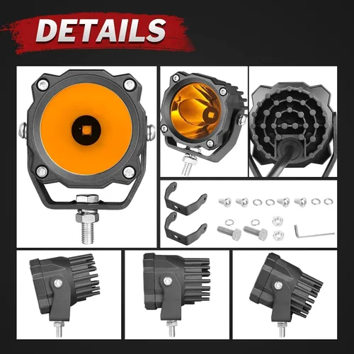 Miniatura 7 de Luces LED redondas de 3 pulgadas de 50 W, luces de conducción de motocicleta ámbar, luces LED ámbar, luces antiniebla redondas, 2