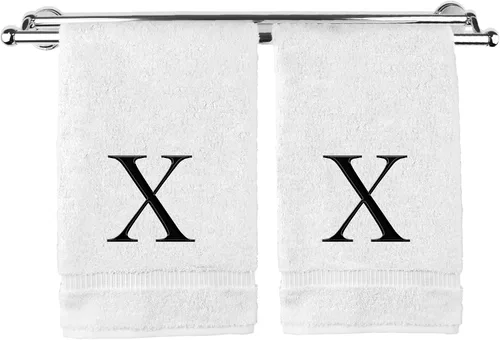 Miniatura 106 de Toalla de mano monogramada, regalo personalizado, juego de 2 - Toalla bordada con letra de bloque dorada - Extra absorbente 100% algodón turco