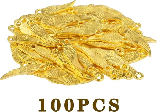 Miniatura 2 de 100 dijes de alas de ángel, de aleación tibetana, accesorios para hacer joyas, pulseras, collares, manualidades, suministros para fiestas
