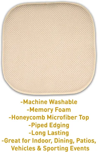 Miniatura 177 de Sweet Home Collection Cojines de espuma viscoelástica para silla, goma antideslizante y diseño de panal de abejas y esquinas redondeadas de 16 x 16