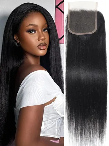 Miniatura 7 de UNICE Cabello humano ondulado 4 x 4 con cierre de encaje transparente, 100% sin procesar, cierre de cabello humano virgen brasileño, parte libre