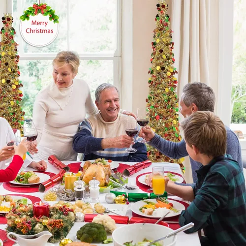 Miniatura 6 de Aoriher Árbol de Navidad de Oropel Dorado Preiluminado Emergente de 5 pies, Decoración Reutilizable Plegable con Lentejuelas Artificiales, Árbol