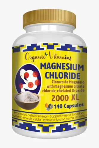 Cloruro de magnesio (cloruro de magnesio) 140 cápsulas – Suplemento de magnesio de alta absorción con citrato, quelado y óxido de alta potencia mg