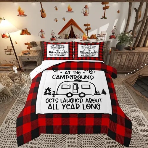 Miniatura 43 de Juego de edredón de camper tamaño matrimonial, edredón acolchado para adolescentes y niños, juego de ropa de cama rústica de granja para niños