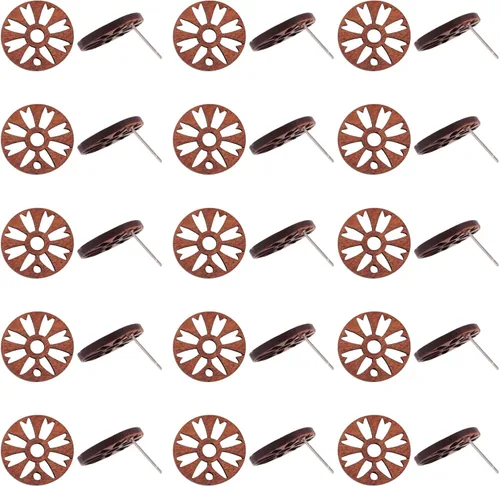 Miniatura 17 de FASHEWELRY 32 piezas de pendientes de madera para pendientes de madera de 0.59 pulgadas (0.591 in) pendientes de madera redondos planos en blanco