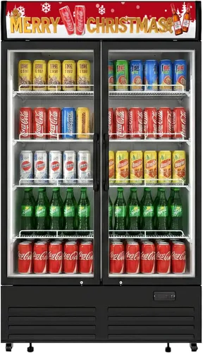 Miniatura 11 de Refrigeradores comerciales Bluelinecool 9 pies cúbicos verticales para exhibición, enfriador de bebidas con puerta de vidrio y luz LED, estantes