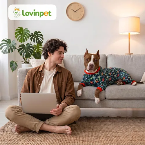 Miniatura 7 de LovinPet Sudadera para perro, tela elástica ligera, estampado de dinosaurio verde oscuro, protección solar, camisa para aliviar la ansiedad