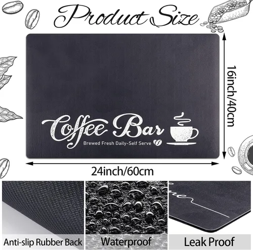 Miniatura 2 de 2 tapetes para cafetera, 16 x 24 pulgadas, lavables, accesorios para cafetera, absorbente de manchas, tapete de encimera de cocina para encimeras