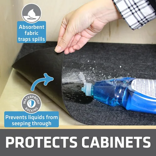 Miniatura 2 de Tapete Premium Drymate para Debajo del Fregadero, Tapetes Impermeables de Protección para Gabinetes de Cocina y Baño, Forros Absorbentes