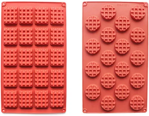 Juego de 2 piezas/juego de moldes de silicona para gofres de 18/20 cavidades, molde para hornear galletas, molde para hornear, herramienta