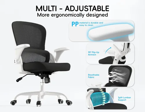 Miniatura 4 de TRALT Silla de oficina – Silla de oficina ergonómica con soporte trasero, sillas de escritorio de oficina en casa, asiento ancho de 330 libras