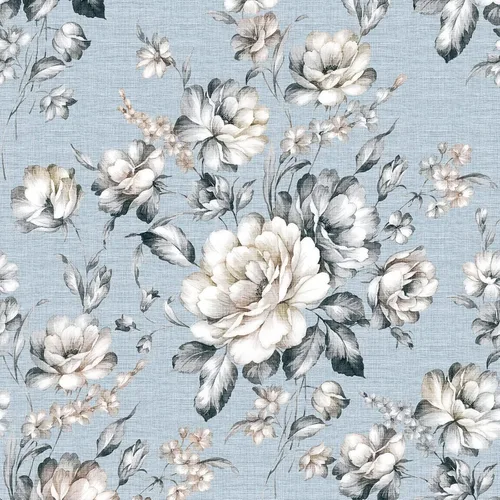 ReWallpaper Papel tapiz azul para despegar y pegar, papel tapiz vintage azul y blanco, papel de pared adhesivo extraíble con flores, papel de
