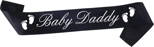 Miniatura 3 de Baby Daddy - Divertida banda de baby shower para papá (letras negras con letras blancas), decoraciones de fiesta de baby shower, suministros