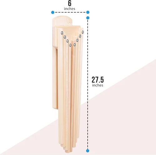 Miniatura 4 de Pennsylvania Woodworks Estante de secado de ropa para montar en la pared, resistente, plegable, para secar la ropa, estante plegable de madera Large