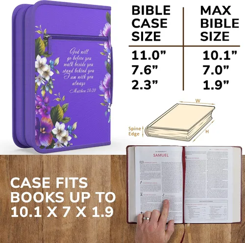 Miniatura 2 de DEHITE Funda para la Biblia para mujer, fundas de tela prémium para la Biblia para niñas, bolsa de transporte para mujer, ranuras para bolígrafos