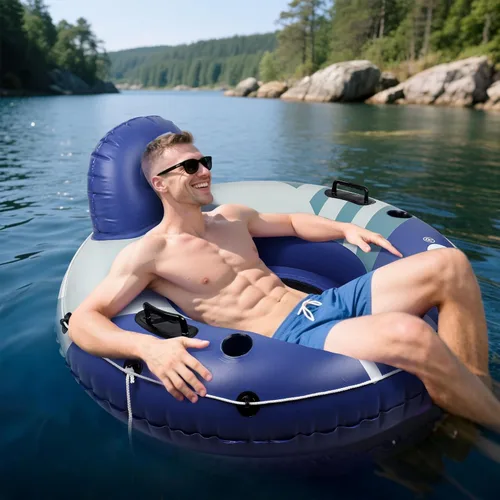 Miniatura 7 de River Tubes for Floating Heavy Duty, Pool Float Adult, 53" Inflatable Float Tube for Beach Lake Rafting, River Floats with Mesh Bottom Púrpura
