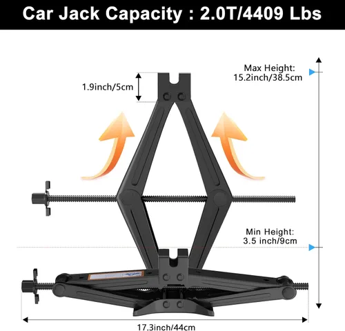Miniatura 2 de IMAYCC Gato de elevación de tijera, kit compacto de gato de coche para automóvil, SUV, RV, MPV con diseño de trinquete inteligente, kit de cambio