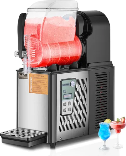 VEVOR Máquina comercial para granizados, máquina de bebidas congeladas de un solo tanque de 4L, 16 tazas de acero inoxidable para batido de