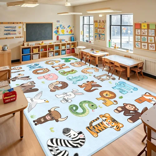 Miniatura 8 de Alfombras infantiles para sala de juegos, alfombra ABC de 2.5 x 4 pies para niños pequeños, alfombra de aprendizaje educativo, alfombra