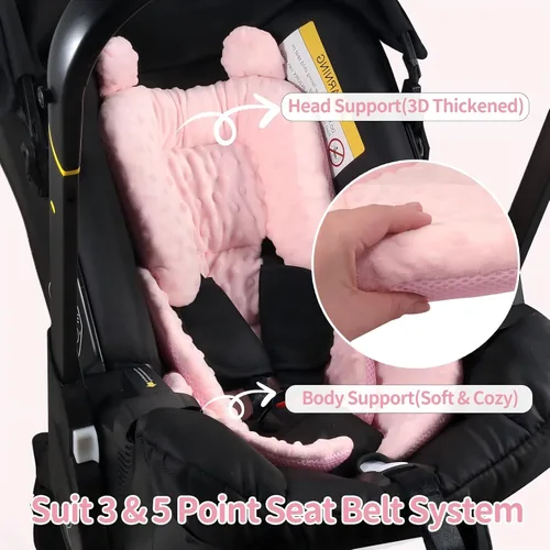 Miniatura 5 de 3en1 Almohada reversible de apoyo de cabeza y cuerpo para asiento de auto, recién nacido, inserto de asiento de coche para bebé de 3D Minnky, cojín