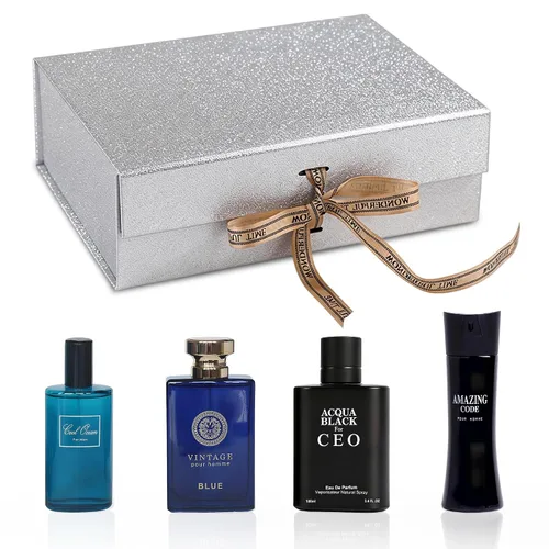 Miniatura 7 de A CENTER Set de regalo de colonia para hombre, 4 x 3.4 onzas líquidas, perfume de lujo con caja de presentación premium, regalo perfecto para el día