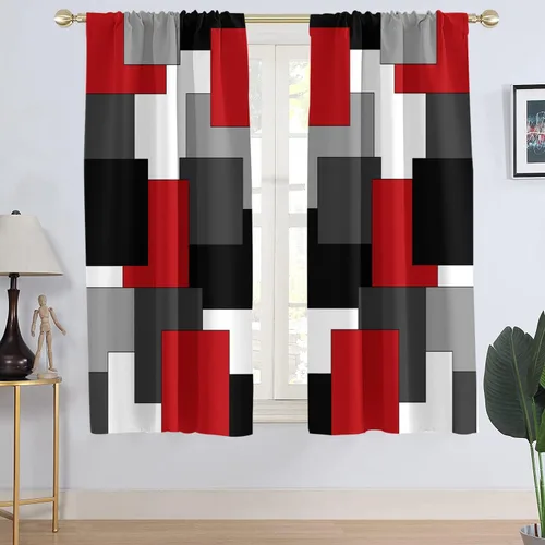 Miniatura 15 de AAtter Cortina de Ventana Verde Azulado y Negro Turquesa Aguamarina Gris Blanco Abstracto Moderno Oscuro Masculino Sala de Estar Dormitorio Cortinas