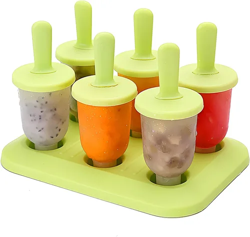 Miniatura 13 de 6 moldes para paletas de hielo, moldes de paletas con palos, para paletas de helado de bricolaje (verde, largo)
