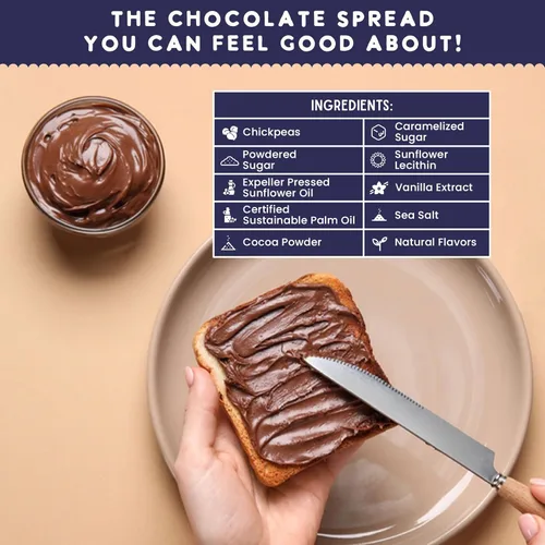 Miniatura 3 de Finalmente! Untable de Cacao Sin Nueces - Mantequilla de Garbanzo Chocolate, Menos Azúcar Que Las Principales Marcas - Libre de Los 9 Principales