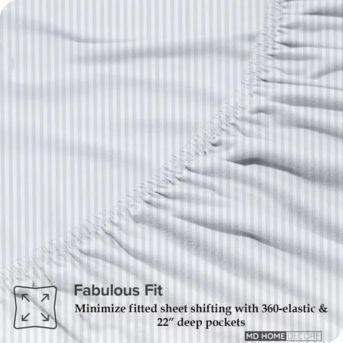 Miniatura 6 de Juego de sábanas tamaño matrimonial con bolsillo extra profundo, juego de ropa de cama de 4 piezas, 100% algodón egipcio, alta densidad de hilos