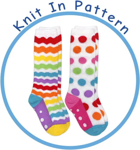 Miniatura 4 de Jefferies Socks Paquete de 2 calcetines hasta la rodilla con diseño de arcoíris para niña