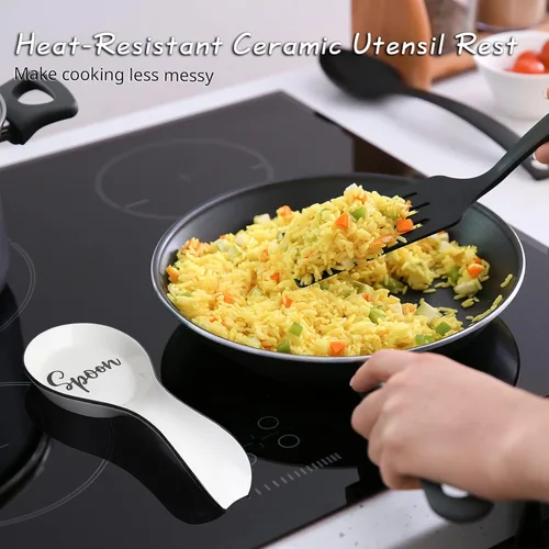 Miniatura 4 de DAYYET - Soporte para cuchara grande de cerámica, soporte para cucharas para encimera de cocina, soporte para espátula, soporte para utensilios